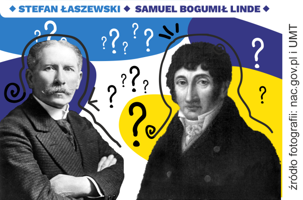 Grafika przedstawiająca Stefana Łaszewskiego i Samuela Bogumiła Lindego